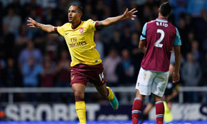 Arsenal's Theo Walcott and Santi Cazorla party late at West Ham