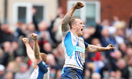 Featherstone Rovers celebrate their Challenge Cup win over Castleford