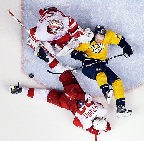 NHL QF: Jimmy Howard, Brad Stuart, Patric Hornqvist