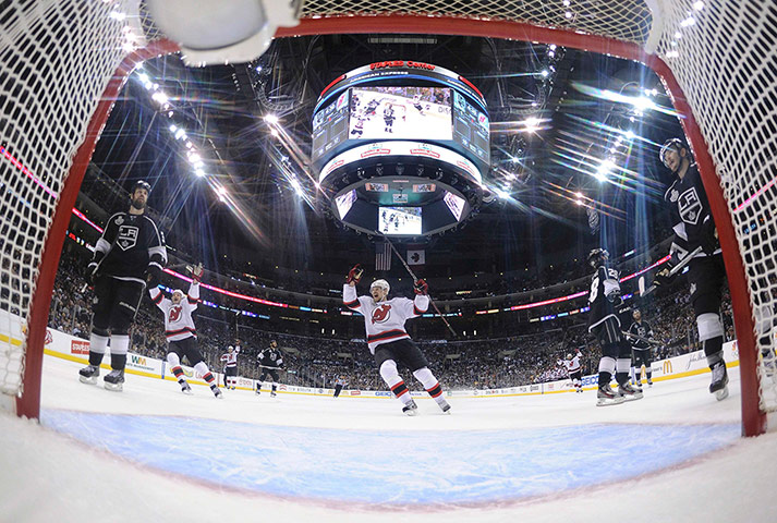 SC:: New Jersey Devils Ponikarovsky celebrates vs Kings