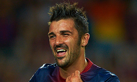 David Villa came on for his first competitive action since breaking his leg last December