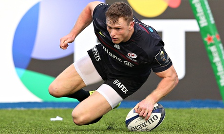 Chris Ashton scores Saracens' fourth try against Clermont Auvergne in the European Champions Cup
