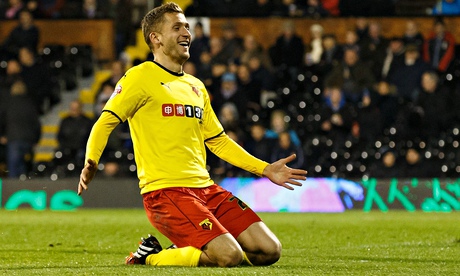 Watford's Almen Abdi scored against Reading in the Championship match at the Madejski Stadium
