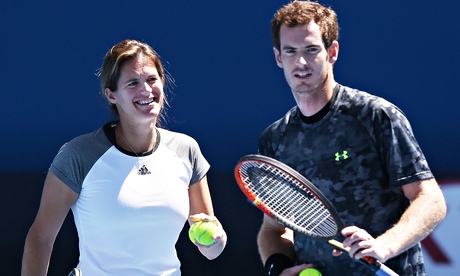 Andy Murray and Amélie Mauresmo take part in a practice session in Melbourne as they prepare for the