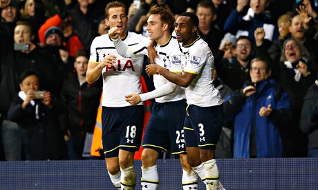 Christian Eriksen celebrates scoring for Spurs against Sunderland