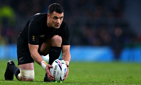 New Zealand's Dan Carter lines up a kick during the semi-final against Souyth Africa