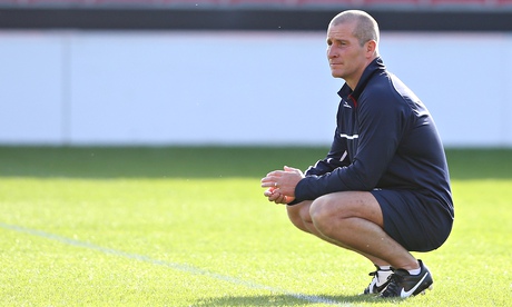 England's Stuart Lancaster says a half-hour walk with his wife and dog is his only thinking time 