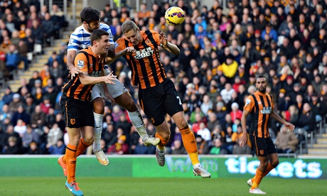 QPR's Charlie Austin scores the equalising goal against Hull in the Premier League match