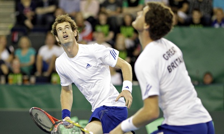 Andy, left, and Jamie Murray played Davis Cup doubles for GB against Luxembourg in 2011 in Glasgow