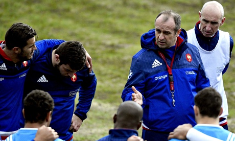 France's coach Philippe Saint-André directs his players before the Six Nations match against Wales