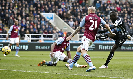 Papiss Cissé puts Newcastle 1-0 up against Aston Villa in the Premier League