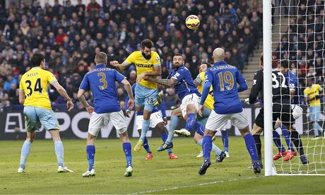 Crystal Palace's Joe Ledley scores against Leicester City in the Premier League at the King Power
