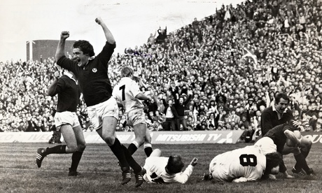 Jim Calder (left), England V Scotland 1983