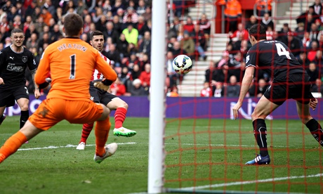 Shane Long puts Southampton 1-0 up against Burnley in the Premier League match at St Mary's stadium