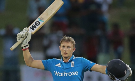 Joe Root, England’s top-ranked batsman, celebrates a century but there has been little to cheer for England in this World Cup. Photograph: Eranga Jayawardena/AP