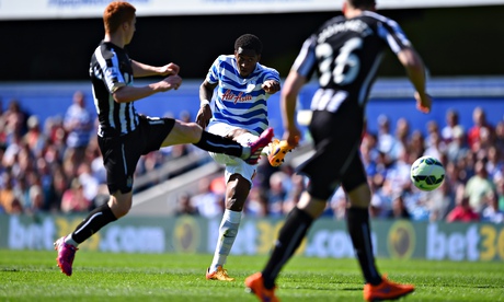 Leroy Fer scores QPR's second goal against Newcastle United in the Premier League at Loftus Road