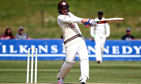 Surrey's Jason Roy hits out on his way to securing victory for his side on day four of the County Ch