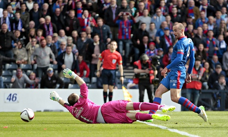 James Vincent scores the second goal for Inverness against Falkirk in the Scottish Cup final