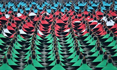 Dancers take part in the opening ceremony of the European Games in Baku, which have attracted criticism over human rights concerns. Photograph: Getty Images