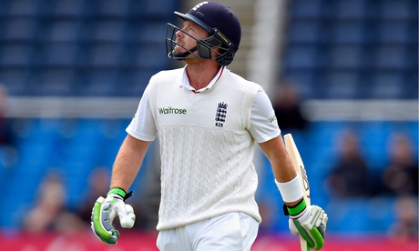 England's Ian Bell looks to the sky for inspiration after being dismissed against New Zealand