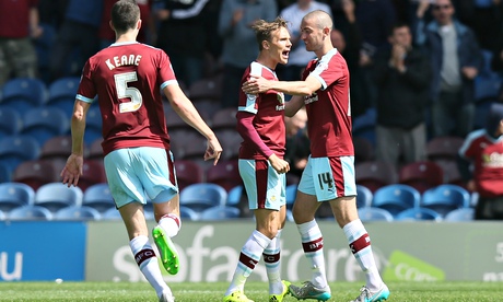 Matt Taylor celebrates Burnley’s equaliser nine minutes from time against Birmingham in the Championship