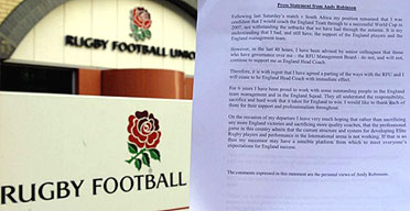 Andy Robinson's press statement at Twickenham