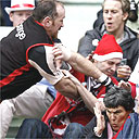 Trevor Brennan dives into the crowd