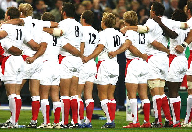 England sing the national anthem