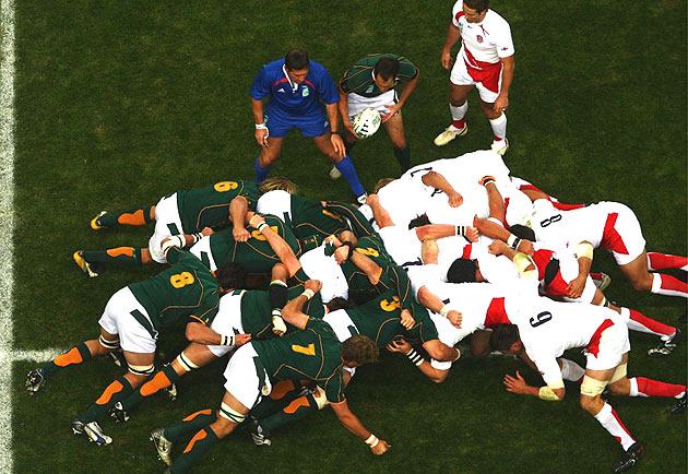 England and South Africa scrummage