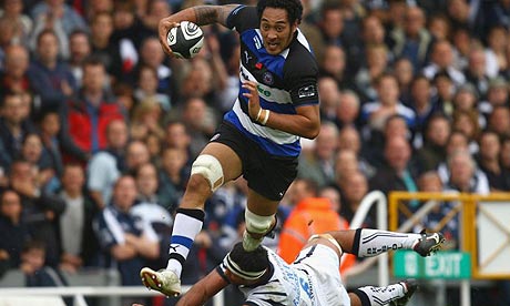 Johnny Faamatuainu skips over Andrew Blowers