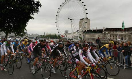 The peloton of the Tour of Britain