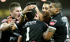New Zealand celebrate against Australia.