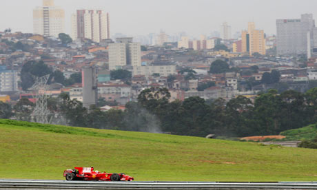 Felipe Massa of Brazil and Ferrari practises for the Brazilian formula one grand prix at Interlagos