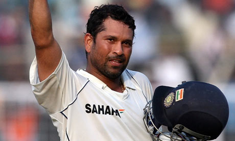 Sachin Tendulkar celebrates