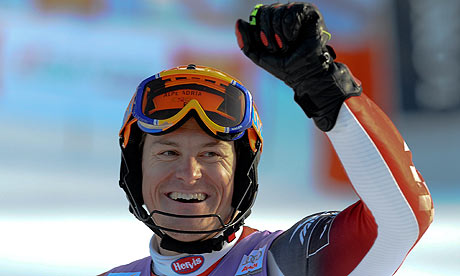 Ivica Kostelic celebrates his victory in the men&#39;s World Cup slalom race in Alta Badia. Photograph: Alberto Pizzoli/AFP/Getty Images - Kostelic-001