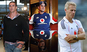 Kevin Pietersen, Andrew Strauss and Peter Moores
