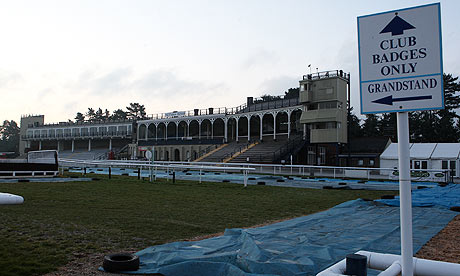 The frosty scene at Ludlow, where racing has been abandoned