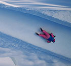 A rider on the Cresta run at St Moritz in Switzerland
