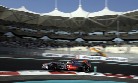Lewis Hamilton comfortably secured pole in the new £800m circuit in Abu Dhabi