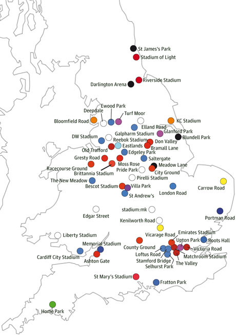 england football map