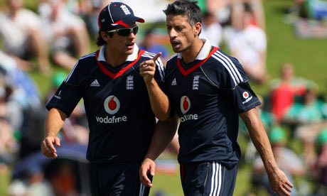 Alastair Cook, left, and Sajid Mahmood
