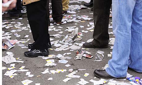 Discarded betting tickets at Cheltenham