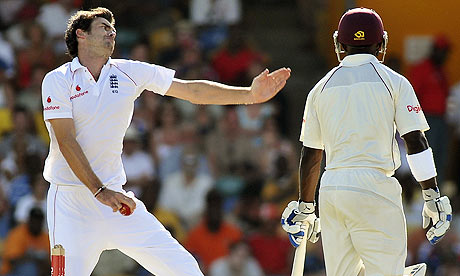 England's James Anderson bowls