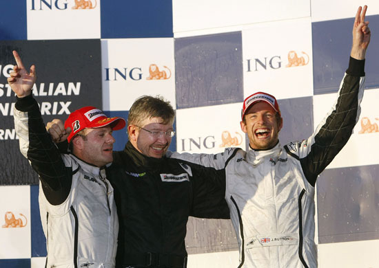 Australian grand prix: Rubens Barrichello, Ross Brawn, Jenson Button