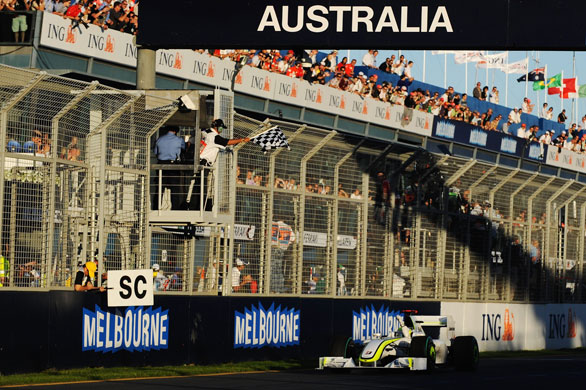 Australian grand prix: Jenson Button takes the chequered flag