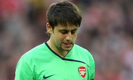 Arsenal goalkeeper Lukasz Fabianski looks dejected after the final whistle