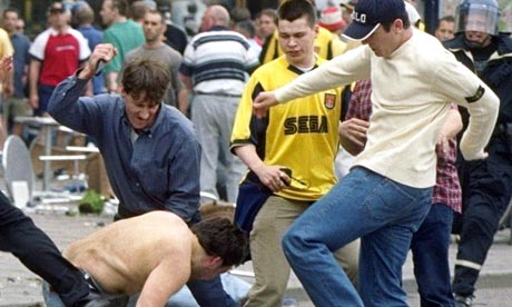 football hooligans fighting