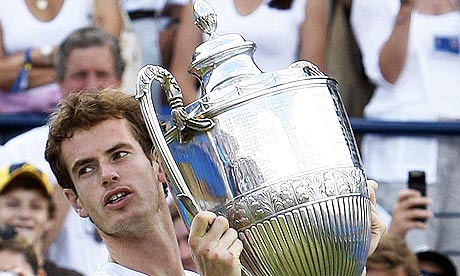 andy murray queens trophy. Andy Murray carries the