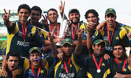 Pakistan celebrate winning the World Twenty20 final against Sri Lanka