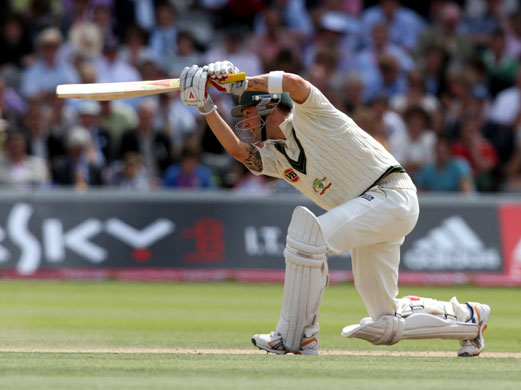 Ashes second Test: Michael Clarke plays a shot during the second Ashes Test at Lord's